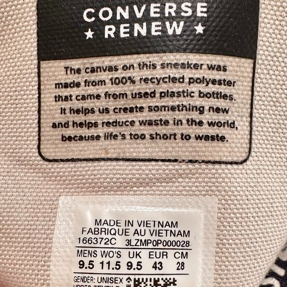 CONVERSE LIFES TOO SHORT TO WASTE HIGH TOP SKU 166372C - Picture 9 of 10